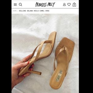 New Sz 7 Billini Solana camel croc heels
